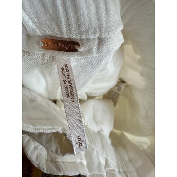 Free People Sienna White Paper Bag Trousers High Rise Wide Leg Self Belt Small - Picture 8 of 8